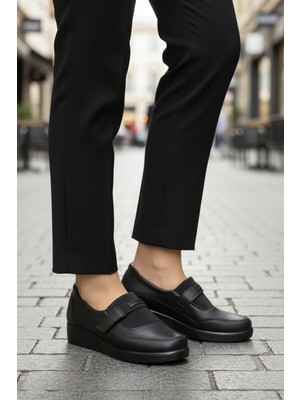 Ayakmod 293127 Z Siyah Cilt Kadın Günlük Ayakkabı