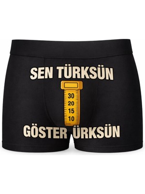 Onudabunuda Baskılı Erkek Boxer Göster Ürksün Desenli Komik Eğlenceli Pamuklu Rahat Kesim Kırmızı Siyah