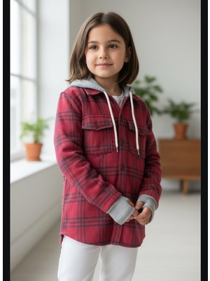 Gala Stil Gala Kareli Kapüşonlu Ünisex Çocuk Gömlek