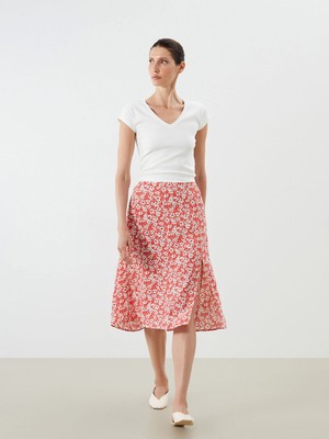 Lc Waikiki Yeni Sezon Beli Lastikli Çiçekli Yırtmaçlı Etek