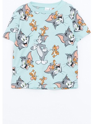 Lc Waikiki Yeni Sezon Bisiklet Yaka Kısa Kollu Tom ve Jerry Baskılı Erkek Bebek Tişört