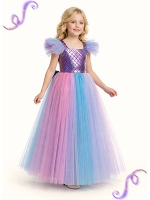 Casabony Denizkızı Kat Kat Tütülü 3D Abiye Kız Çocuk Elbise