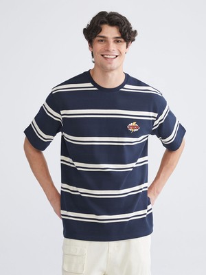 Lc Waikiki Yeni Sezon Bisiklet Yaka Çizgili Penye Erkek Tişört