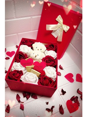 Mynil 14 Şubat Sevgililer Günü Hediyesi Sevgiliye Hediye Gül,ayıcık,çikolata Kutusu