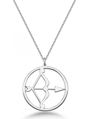 Mavili Gümüş Çember Yay Burcu Gümüş Kolye - Gümüş