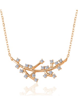 Mavili Gümüş Pırlanta Montür Işıltılı Salkımlar Gümüş Kolye - Rose