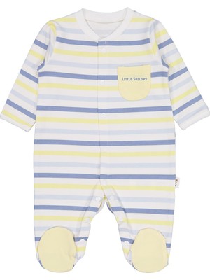 Civil Baby Little Sailors Cep Baskılı Patikli 1-9 Ay Tulum - Beyaz 9-12 Ay
