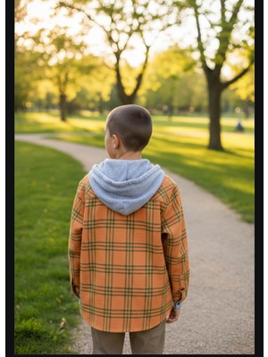 Gala Stil Gala Kareli Kapüşonlu Ünisex Çocuk Gömlek