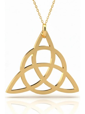 Mavili Gümüş Triquetra Gümüş Kolye - Altın