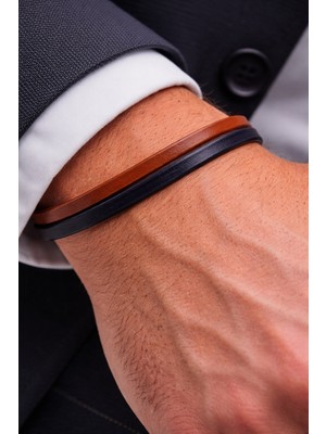 Herşey Nota Vortex Saddle – Gerçek Deri Minimal Erkek BILEKLIK-50-663