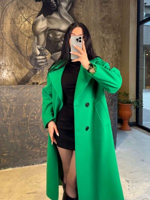 Miss Swans Aster Premium Kaşe Kaban-Yeşil