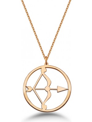 Mavili Gümüş Çember Yay Burcu Gümüş Kolye - Rose