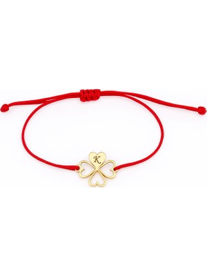 Mavili Gümüş Içi Boş Kalpli Yonca Gümüş Bileklik - Altın