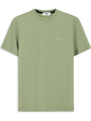 Kiğılı Bisiklet Yaka Regular Fit Nakışlı Likralı Esnek Tişört