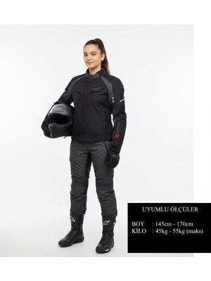 Prosev X-Speed Siyah Kadın Motosiklet Montu Korumalı S Beden Dört Mevsim Kullanıma Uygun