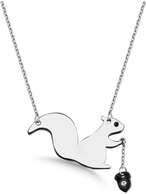 Mavili Gümüş Sincap Taşlı Gümüş Kolye - Gümüş