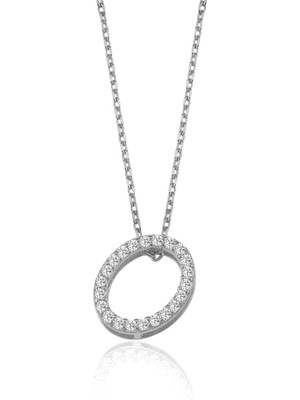 Mavili Gümüş Işıltılı Prizma O Harfi Gümüş Kolye - Gümüş