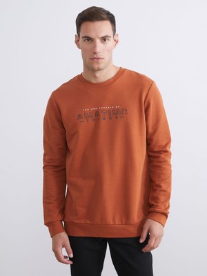Lc Waikiki Yeni Sezon Bisiklet Yaka Baskılı Erkek Kalın Sweatshirt