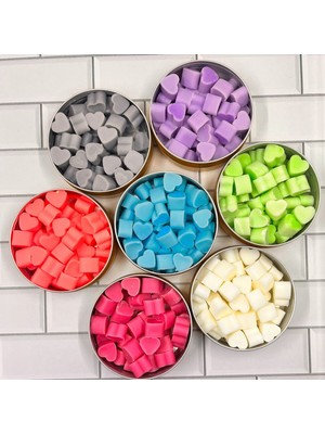 Aromaterapi Için Kalp Şeklinde Mini Soya Mumları 80 Gr. - Renkli ve Doğal Kokulu - Buhurdanlık Için