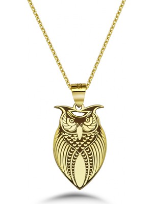 Mavili Gümüş Gümüş Baykuş Kolye - Altın