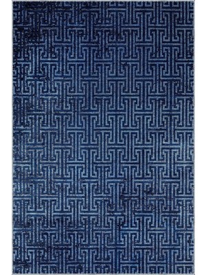 Aren Halı Ajmer Modern Lacivert Polyester ve Pamuklu Kaydırmaz Tabanlı Yıkanabilir Dijital Baskı Halısı