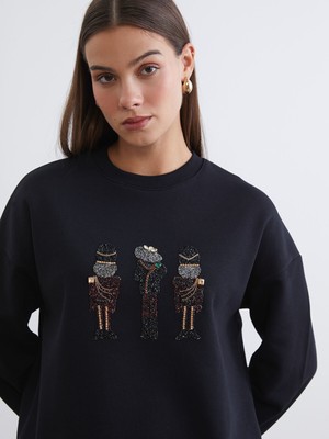 Lc Waikiki Yeni Sezon Işlemeli Kadın Kalın Sweatshirt Tunik