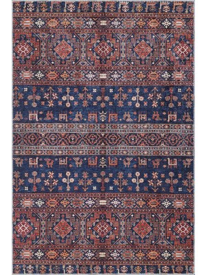 Neily Modern Etnik Kahverengi Polyester ve Pamuklu Kaydırmaz Tabanlı Yıkanabilir Dijital Baskı H