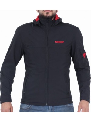 Venom Jaws Soft Shell Erkek Siyah Motosiklet Montu Tam Koruma