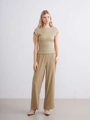 Lc Waikiki Yeni Sezon Beli Lastikli Dokulu Kadın Pantolon