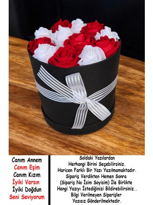 Mynil Silindir Kutuda Yapay Kadife Gül Kırmızı Beyaz Detaylı Doğum Günü Sevgiliye Özel Gün Hediyesi