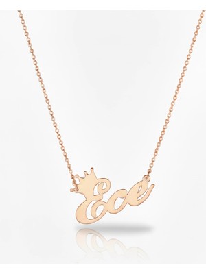 Mavili Gümüş Adın Tacı Kolyesi