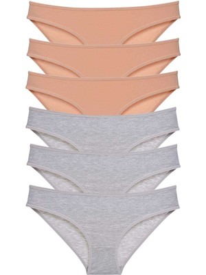 Giyim 6 Adet Süper Eko Set Likralı Kadın Slip Külot Ten Gri Beruflic