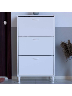 Pratik Ayaklı Kapı Önü 72 x 127 x 26 Cm’ Lik 3 Düşer Kapak 6 Göz Bölmeli Ayakkabılık