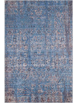 Aren Halı Mirador Modern Mavi Polyester ve Pamuklu Kaydırmaz Tabanlı Yıkanabilir Dijital Baskı Halısı