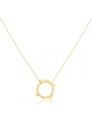 Mavili Gümüş Isim Halka Kolye - Altın