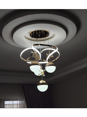 Lunox Floria Orb Kelebek Taş Detaylı Küre LED Sarkıt Avize – Dekoratif Modern Tasarım Avize