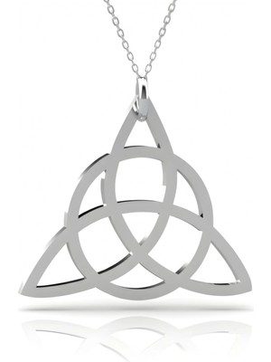 Mavili Gümüş Triquetra Gümüş Kolye - Gümüş