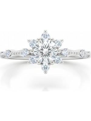 Mavili Gümüş Pırlanta Montür Aşk Güneşi Gümüş Yüzük - Gümüş