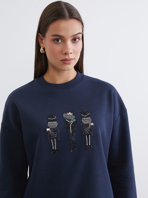 Lc Waikiki Yeni Sezon Işlemeli Kadın Kalın Sweatshirt Tunik