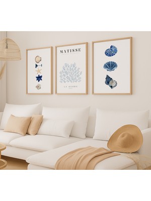 Voba Store 3 Parça Minimalist Matisse Mdf Çerçeve Görünümlü Tablo Seti -63