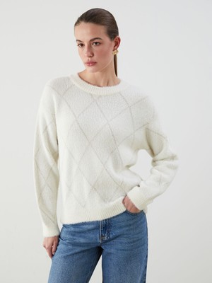 Lc Waikiki Yeni Sezon Bisiklet Yaka Desenli Kadın Triko Kazak