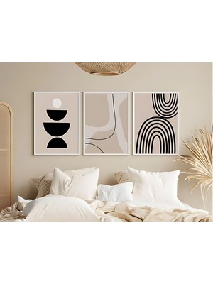 Voba Store Voba Çerçeve Görünümlü Salon Dekoru Için Soyut Mdf Tablo SETI-YENII99