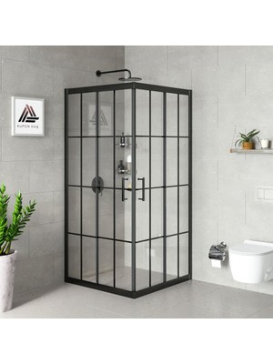 Kupon Duş ve Banyo Sistemleri Vesta D100 Kare Duşakabin Siyah Profil Karolaj Cam