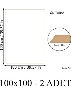 Feoly Art 3 mm 100X100 Mdf Plaka (2 Adet) - Hobi, Maket, Ahşap El Sanatları Için Uygun (2`li Paket)