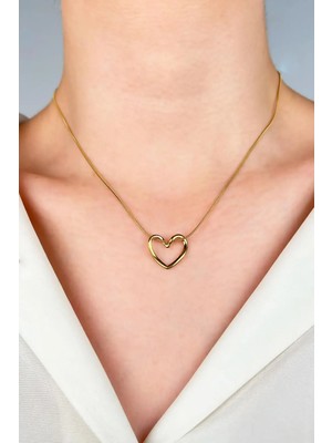 Sose Moda Düğüm Kalp Çelik Kolye - Gold