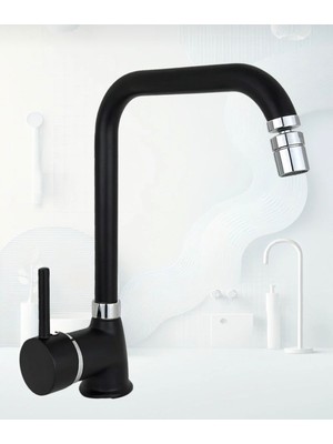 Siyah Köşe Borulu Mutfak Bataryası Oynar Başlıklı