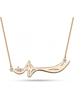 Mavili Gümüş Hz.ali Zülfikar Kılıcı Gümüş Kolye - Rose