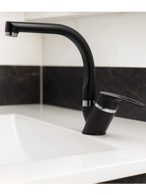 Siyah Krom Banyo Lavabo Bataryası Balık Sırtı Borulu