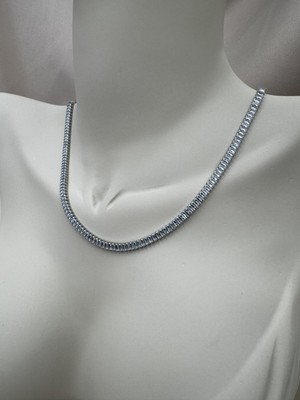 Luseda Gümüş Renk Baget Taşlı VIP 40+5CM Ayarlanabilir Kolye