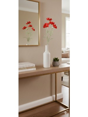 Ddtrend Yapay Celbera Demeti 3 Dallı Dikey Bahçe Balkon Dekorasyon Saksı Vazo Bitkisi Kırmızı 100 cm